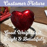 Red Marbled Heart Keepsake Urn - Stand Option