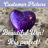 Purple Marbled Heart Keepsake Urn - Stand Option
