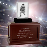 Memorial Ultra Rectangle 3D Crystal Keep The Memory® Wood Urn Set