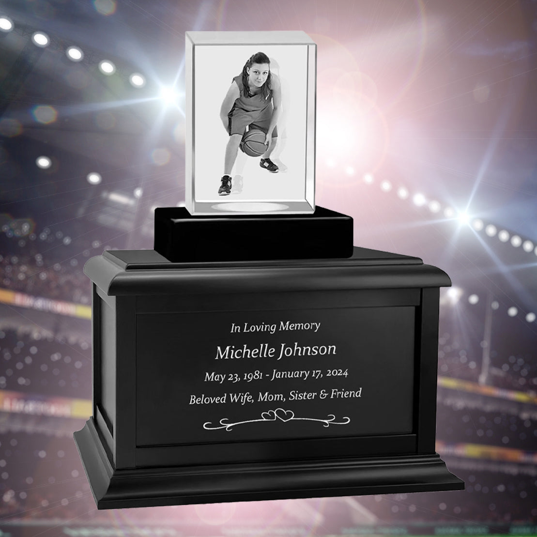 Memorial Ultra Rectangle 3D Crystal Keep The Memory® Wood Urn Set
