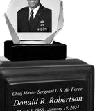 U.S. Air Force 3D Diamond Crystal Black Monarch Granite Adult Urn