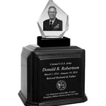 US Army 3D Diamond Crystal Black Monarch Granite Adult Urn