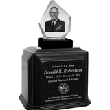 US Army 3D Diamond Crystal Black Monarch Granite Adult Urn