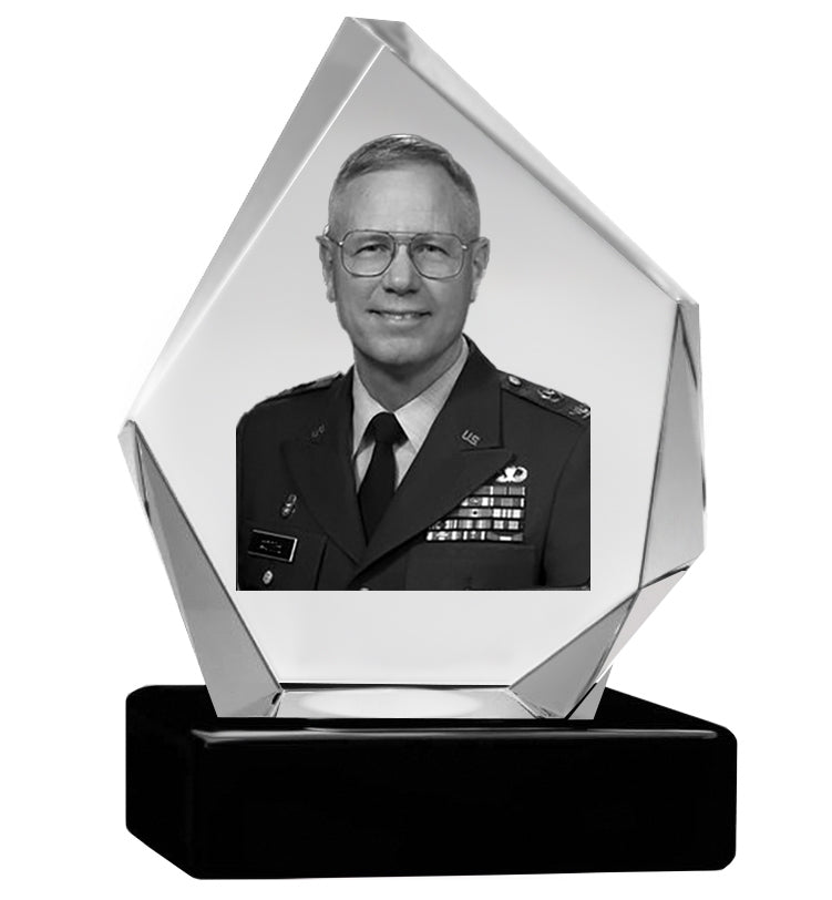 US Army 3D Diamond Crystal Black Monarch Granite Adult Urn