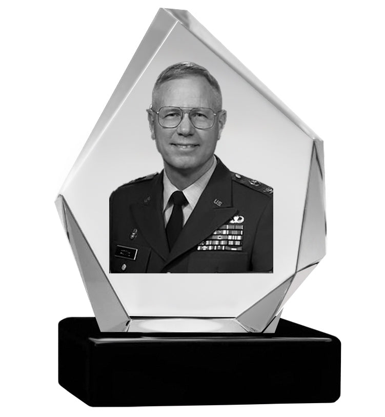 US Army 3D Diamond Crystal Black Monarch Granite Adult Urn