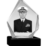 US Coast Guard 3D Diamond Crystal Black Monarch Granite Adult Urn