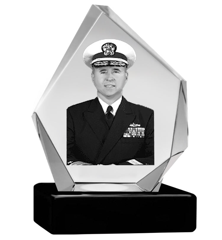 US Coast Guard 3D Diamond Crystal Black Monarch Granite Adult Urn