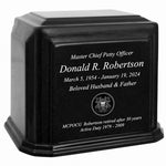 US Coast Guard 3D Diamond Crystal Black Monarch Granite Adult Urn