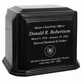 US Coast Guard 3D Diamond Crystal Black Monarch Granite Adult Urn
