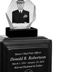 US Coast Guard 3D Diamond Crystal Black Monarch Granite Adult Urn