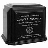 U.S. Marine Corps 3D Diamond Crystal Black Monarch Granite Adult Urn