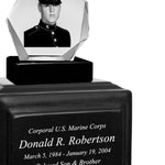 U.S. Marine Corps 3D Diamond Crystal Black Monarch Granite Adult Urn