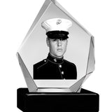 U.S. Marine Corps 3D Diamond Crystal Black Monarch Granite Adult Urn