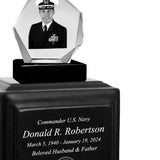 US Navy 3D Diamond Crystal Black Monarch Granite Adult Urn