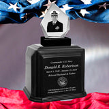 US Navy 3D Diamond Crystal Black Monarch Granite Adult Urn