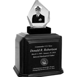 US Navy 3D Diamond Crystal Black Monarch Granite Adult Urn