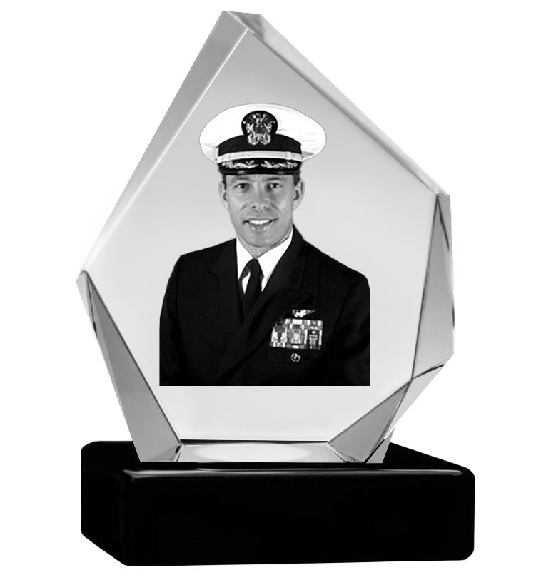 US Navy 3D Diamond Crystal Black Monarch Granite Adult Urn