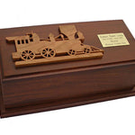 Customized Train Oak Wood Urn