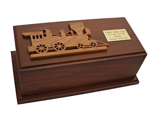 Customized Train Oak Wood Urn