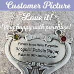 Heart Medallion Urn Name Plate - Birth & Passing Stone Option