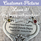 Heart Medallion Urn Name Plate - Birth & Passing Stone Option