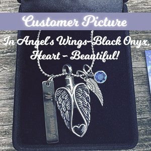 In Angel's Wings Black Onyx Heart Pendant Urn - Love Charms™ Option