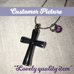 Black Onyx Cross Necklace Urn - Love Charms Option