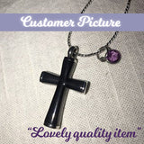 Black Onyx Cross Necklace Urn - Love Charms Option