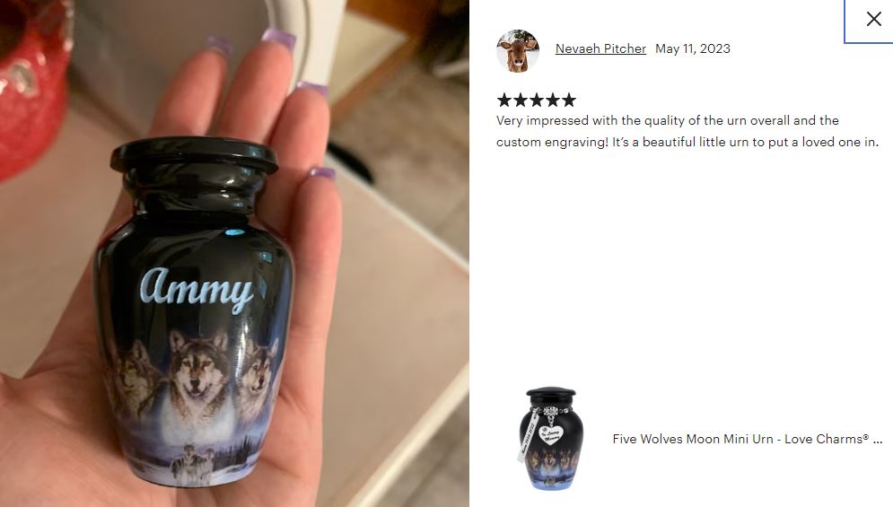Five Wolves Moon Mini Urn - Love Charms™ Option