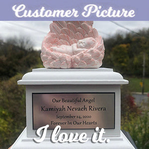 In Loving Arms Pink Infant Urn - Baby Angel Urn For Infants