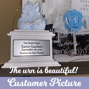 In Loving Arms Blue Infant Urn - Baby Angel Urn For Infants