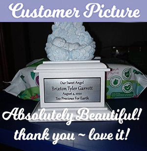 In Loving Arms Blue Infant Urn - Baby Angel Urn For Infants