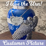 Wings of an Angel Blue Adult Urn - Pro Laser Engraving - Burial Vault Option