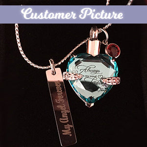Blue Always & Forever Heart Stainless Ash Urn - Love Charms™ Option