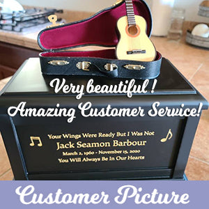 Acoustic Guitar Case Cremation Urn - Adult Wood and Miniature Instrument Urn