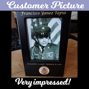 US Marine Corps, Army, Air Force, Navy or Coast Guard Photo Urn - Adult Sized