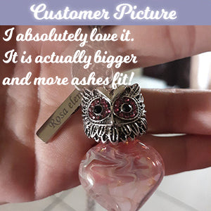 Pink Wise Owl Lady Heart Cremation Jewelry - Love Charms® Option
