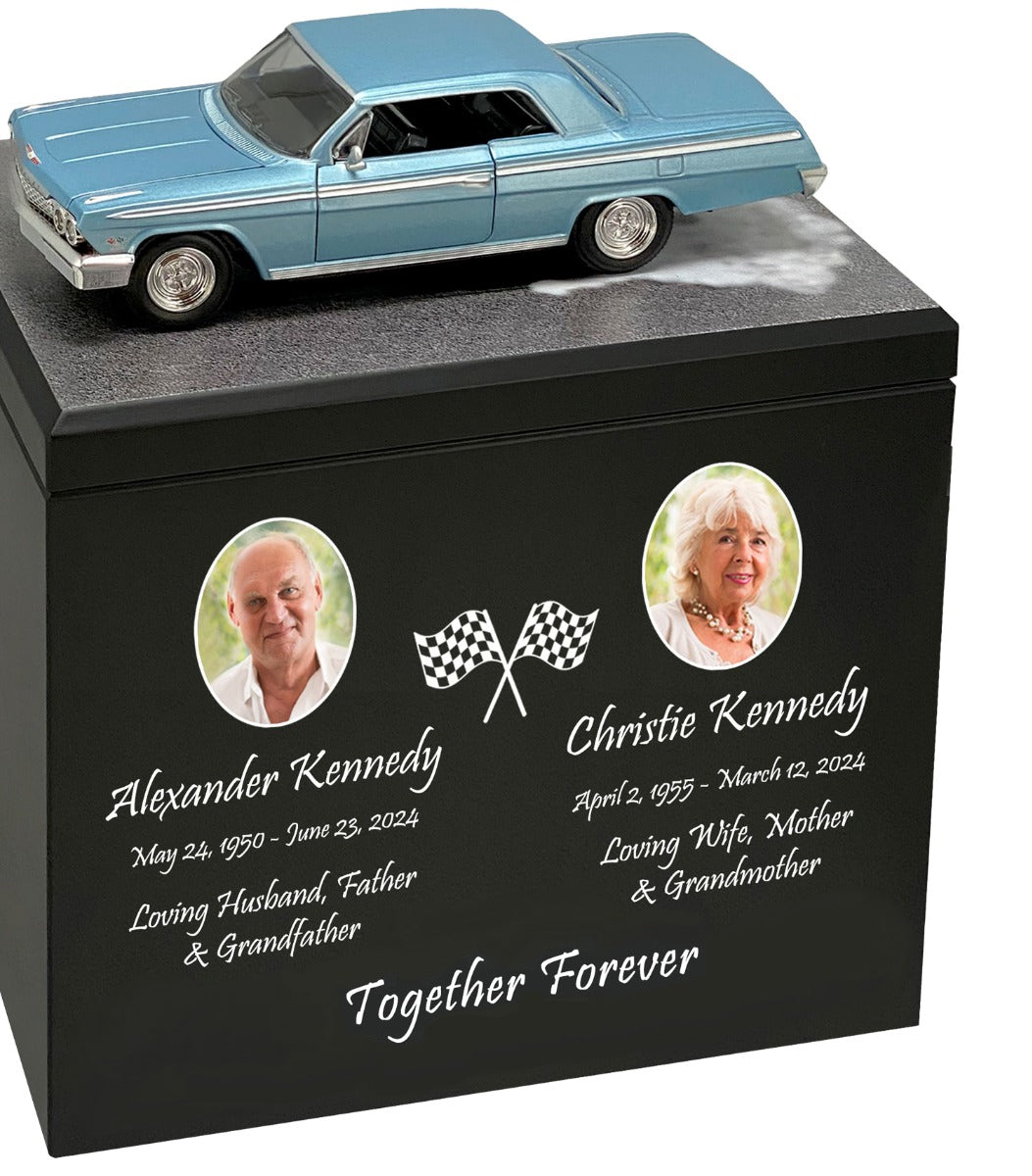 Race Track Companion Cremation Urn & 1962 Chevrolet Impala SS Décor - With Photos