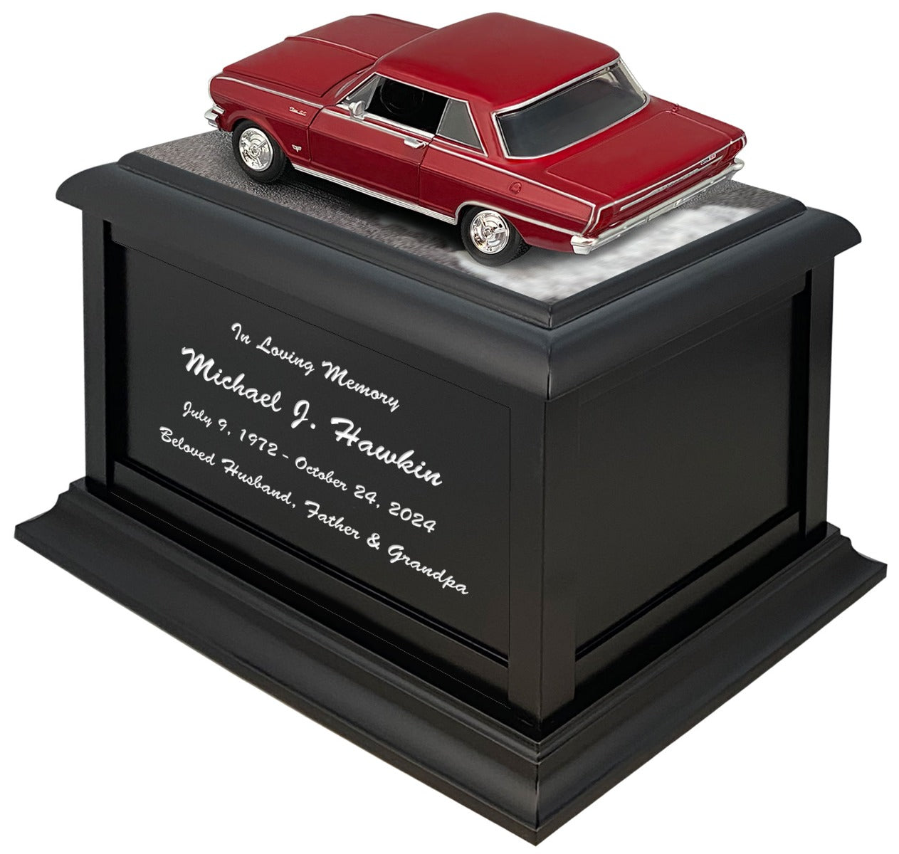 Car Race Track Wood Adult Cremation Urn & Muscle Car Home Décor
