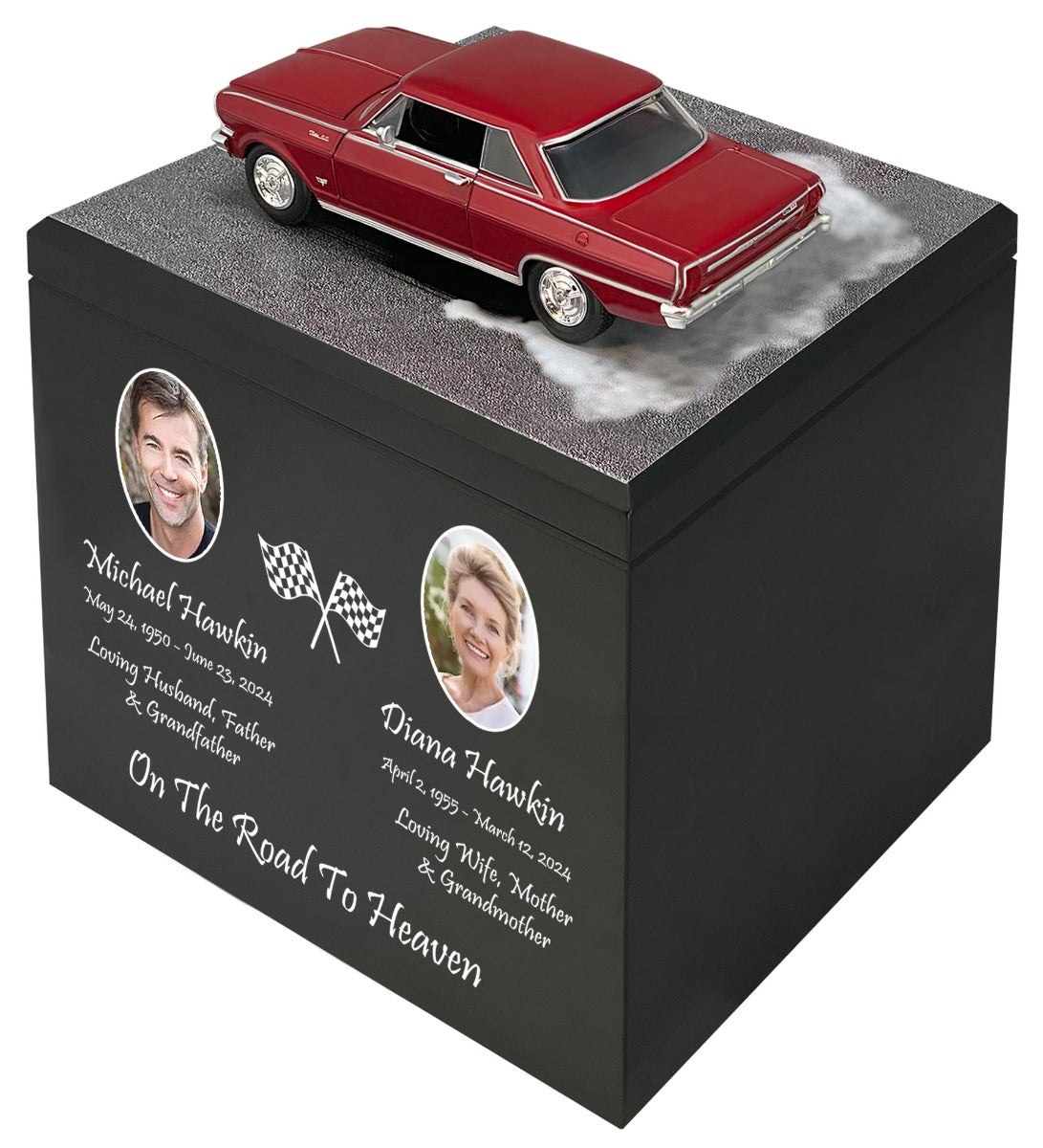 Race Track Companion Cremation Urn & 1964 Chevy Nova SS Décor - With Photos