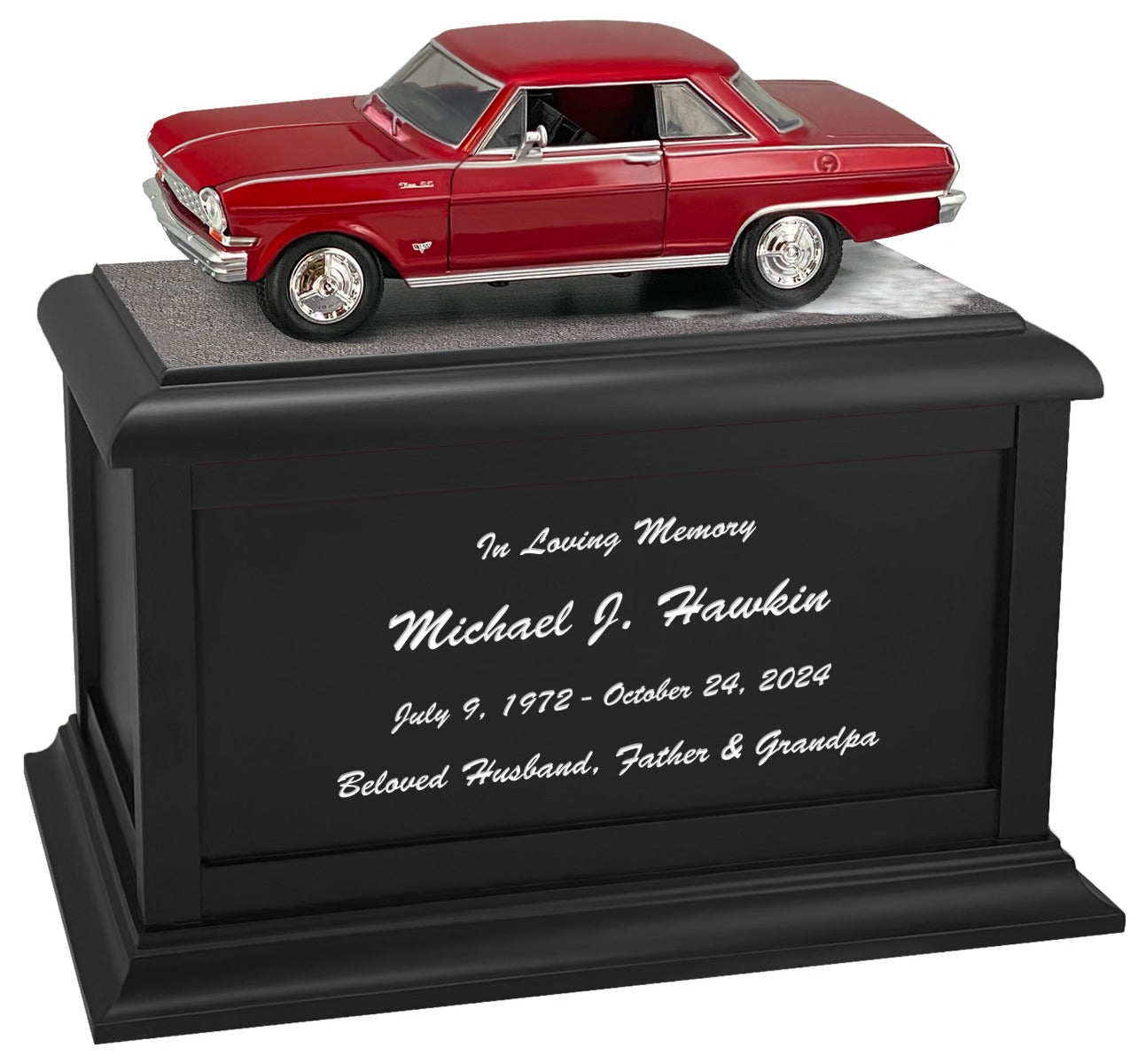 Car Race Track Wood Adult Cremation Urn & Muscle Car Home Décor