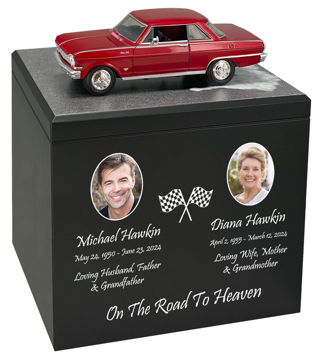 Race Track Companion Cremation Urn & 1964 Chevy Nova SS Décor - With Photos