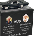 Race Track Companion Cremation Urn & 1966 Pontiac GTO Hard Top Décor - With Photos