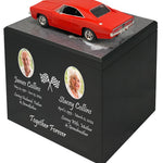 Race Track Companion Cremation Urn & 1969 Dodge Charger R/T Décor - With Photos