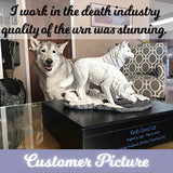 White Wolves Art & Wood Cremation Urn