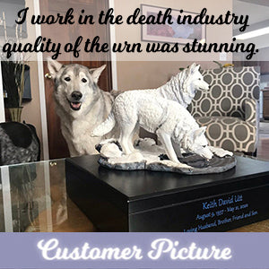 White Wolves Art & Wood Cremation Urn