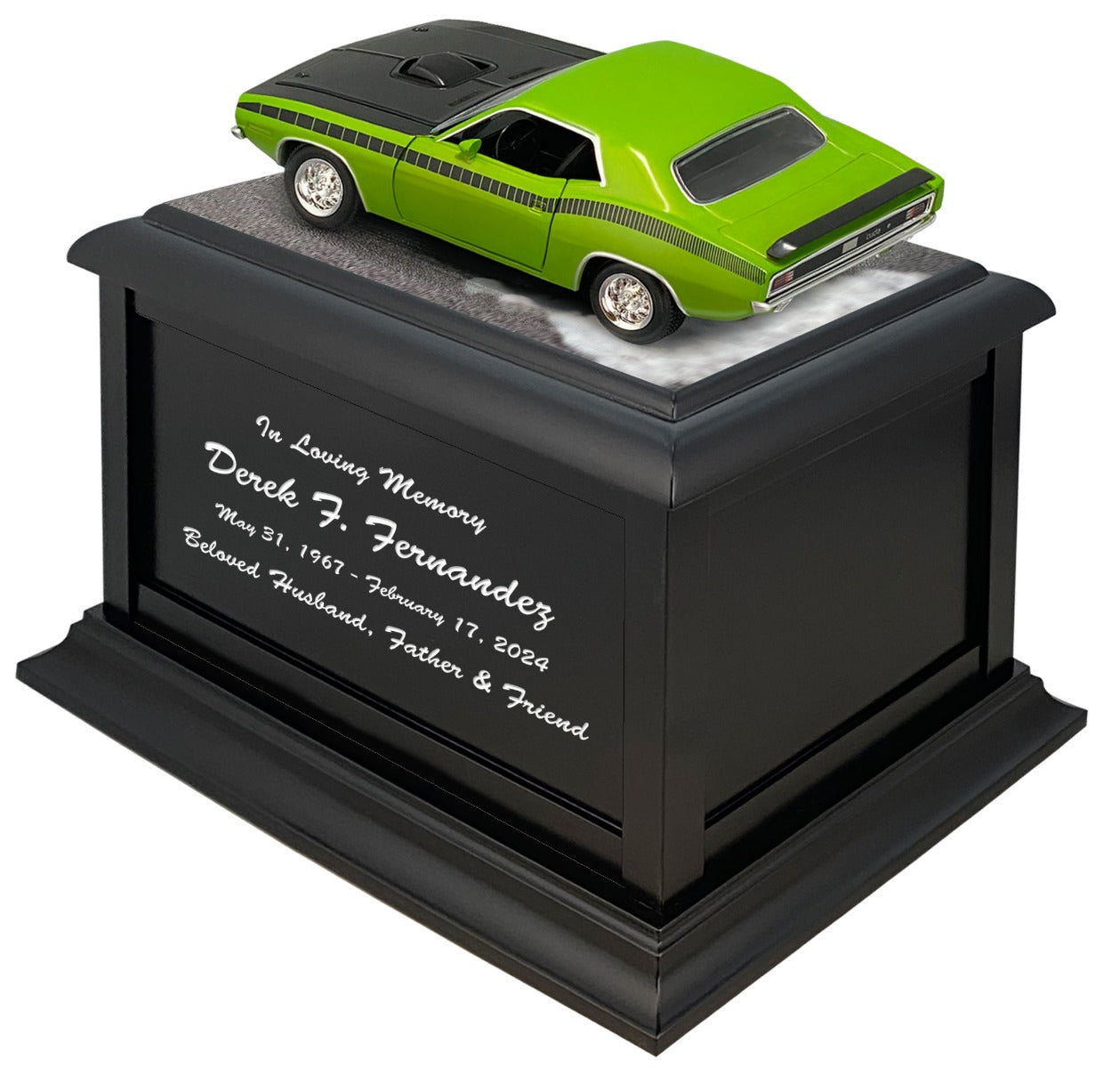 Car Race Track Wood Adult Cremation Urn & Muscle Car Home Décor
