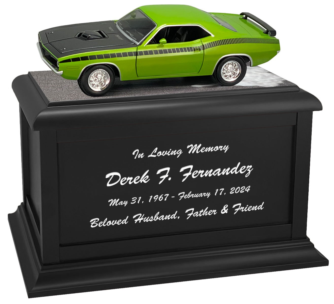Car Race Track Wood Adult Cremation Urn & Muscle Car Home Décor
