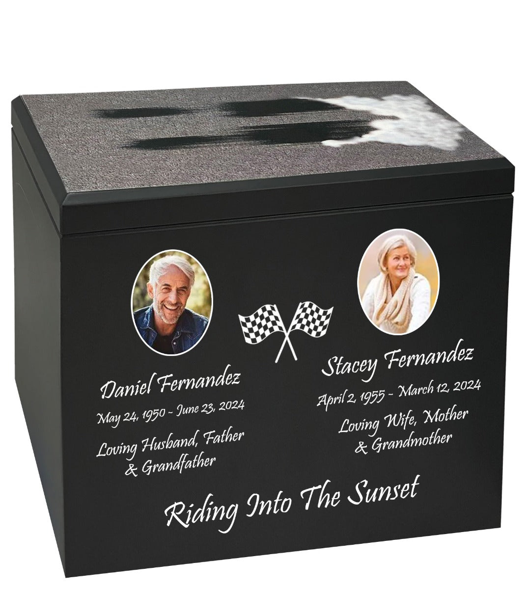 Race Track Companion Cremation Urn & 1970 Plymouth Cuda Décor - With Photos