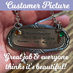 Pewter Medallion Urn Name Plates - Birth & Passing Stone Option